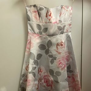 Strapless floral print dress